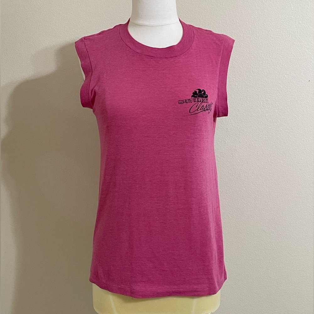 VINTAGE SUNDEK SURF CLASSIC ‘83 Womens Pink Sleeveless T-Shirt Size Small - Picture 4 of 9